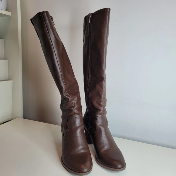 Nicole ABBY Brown Faux Leather Heeled Boots Size Women's 6.5 - Picture 3 of 12